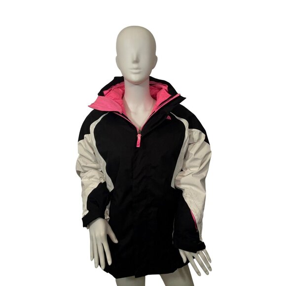 North Face Girls’ Winter Jacket XL 18  Black Pink White Hooded 2 in 1 Insulated - Picture 12 of 15